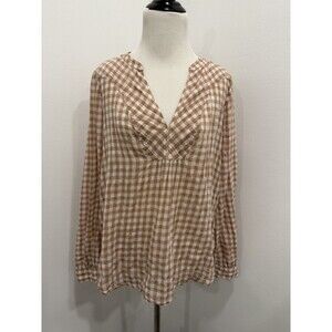Holding Horses Anthropologie Devon Gingham Popover Peasant Blouse Size 6
